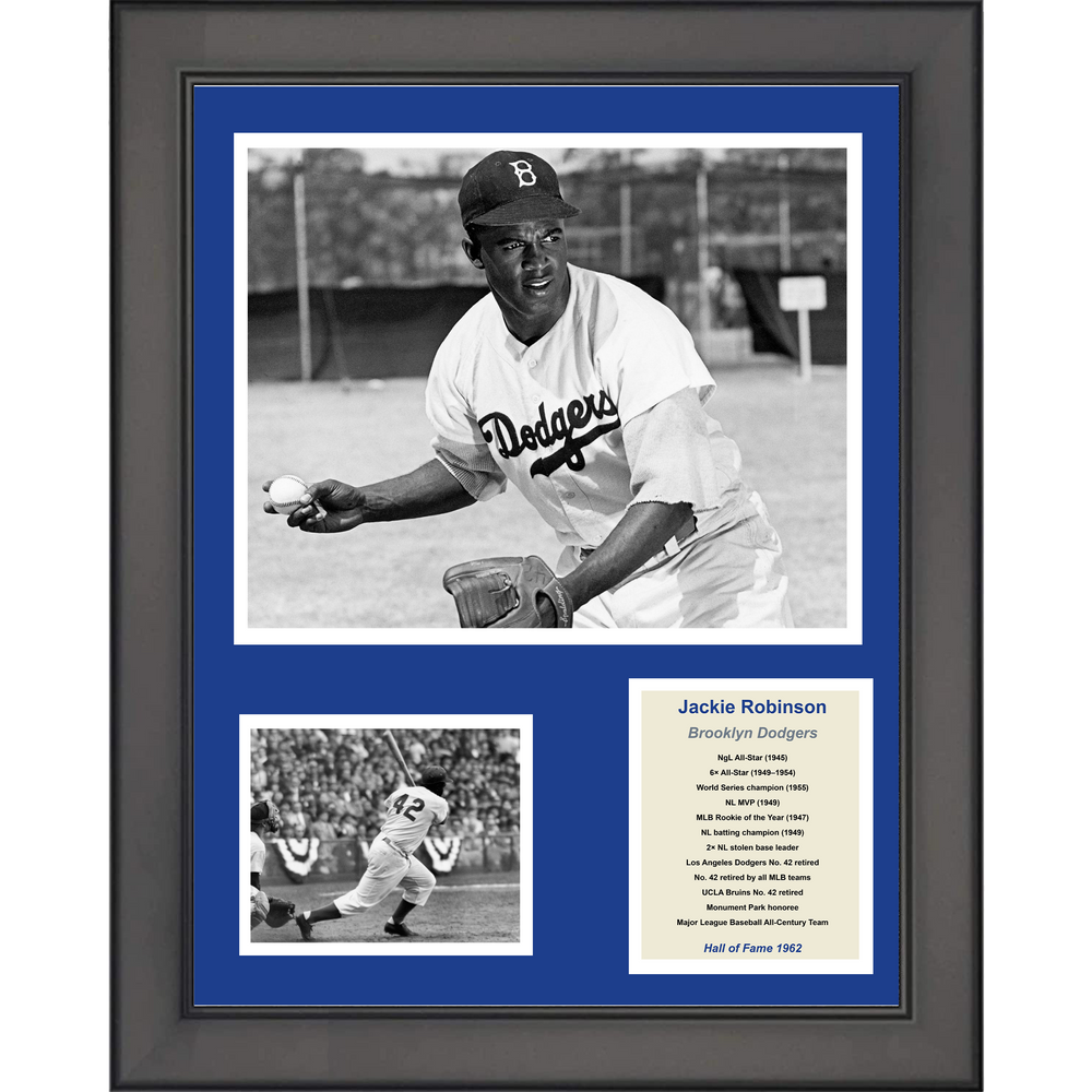 Framed Jackie Robinson Hall of Fame Brooklyn Dodgers Baseball 11"x14" Three Photo Collage (ONLINE ORDER ONLY)