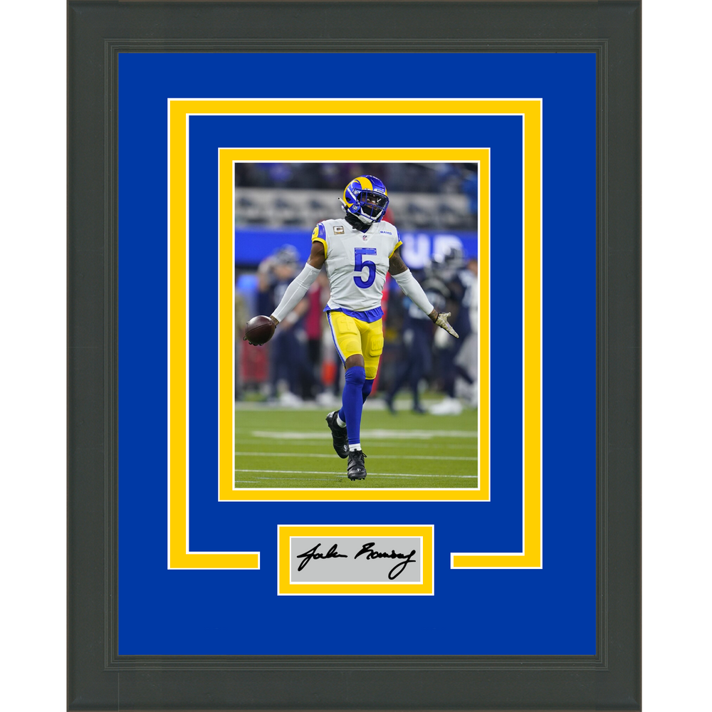 Framed Jalen Ramsey Facsimile Laser Engraved Signature Auto Los Angeles Rams 11x14 Football Photo (ONLINE ORDER ONLY)