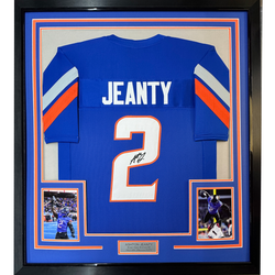 Framed Facsimile Autographed Ashton Jeanty 35x39 Boise State Blue Reprint Laser Auto College Football Jersey (ONLINE ORDER ONLY)