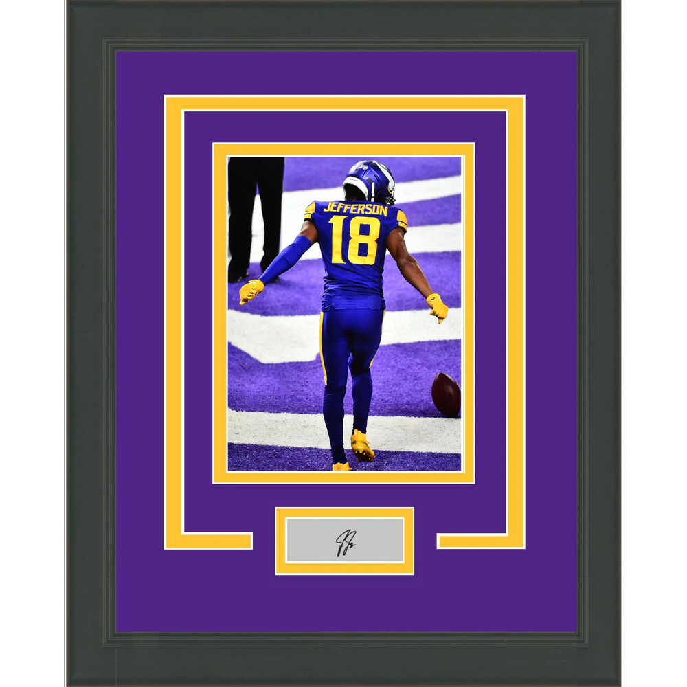 Framed Justin Jefferson Facsimile Laser Engraved Signature Auto Minnesota Vikings 11x14 Football Photo (ONLINE ORDER ONLY)