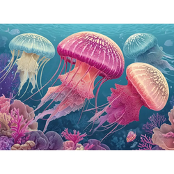 Jellyfish Bloom 1000 Piece Jigsaw Puzzle Final Piece (ONLINE ORDER ONLY)