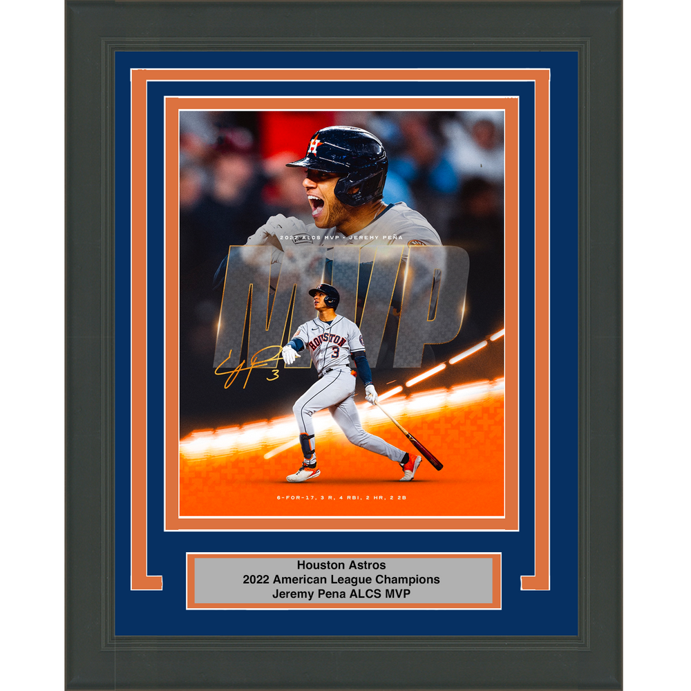 Framed Houston Astros 2022 ALCS American League Champions Jeremy Pena MVP 8x10 Baseball Photo
