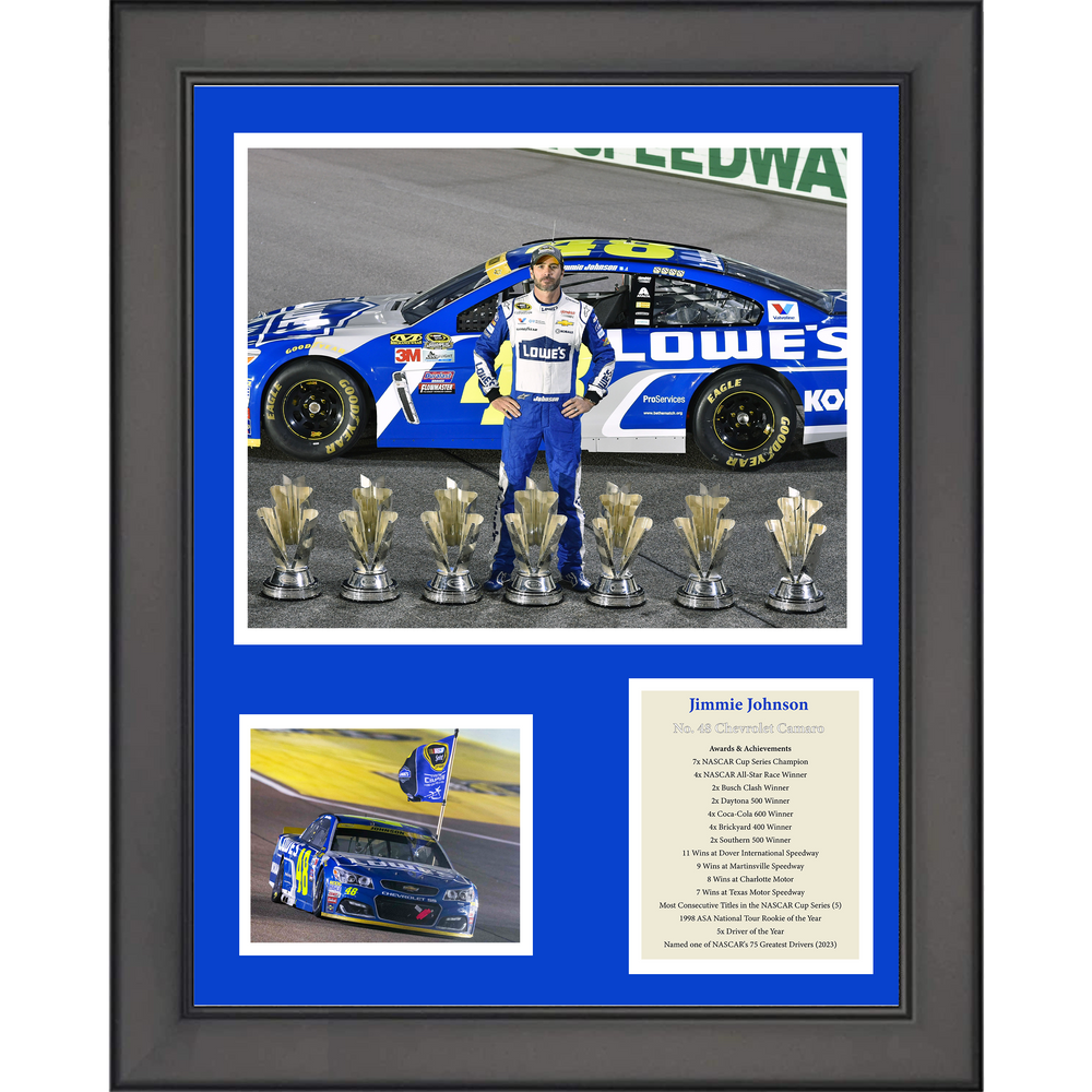 Framed Jimmie Johnson Hall of Fame 11"x14" Three Photo Collage (ONLINE ORDER ONLY)