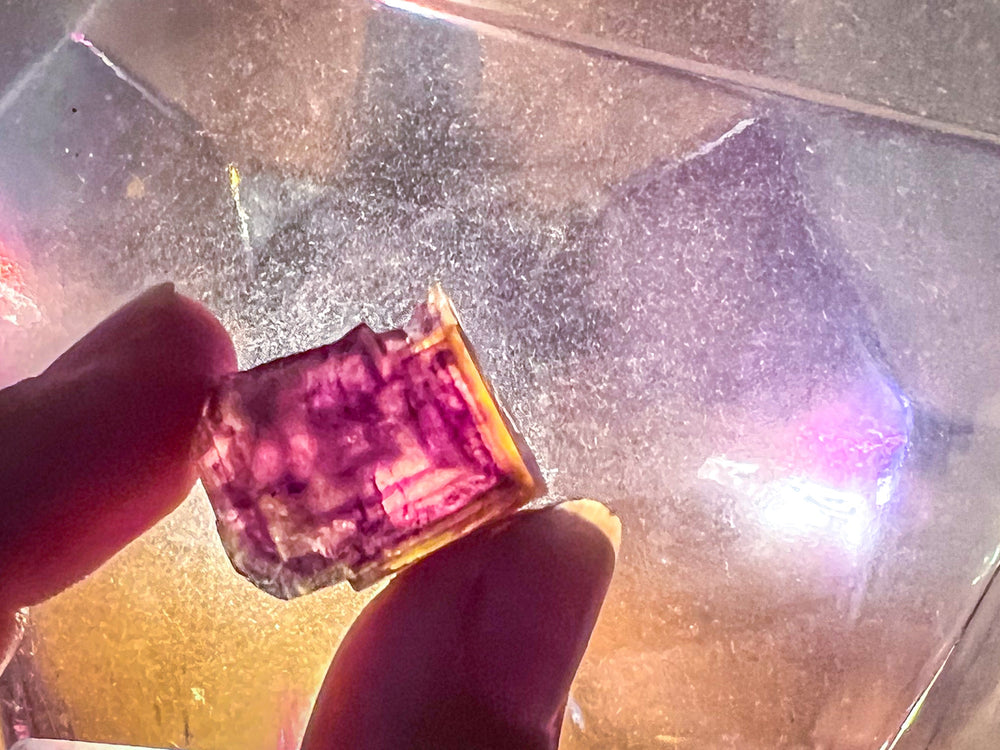 Large ANHUI Yellow Fluorite with Thousand Layer Purple Phantoms, RARE Minerals (ONLINE ORDER ONLY)