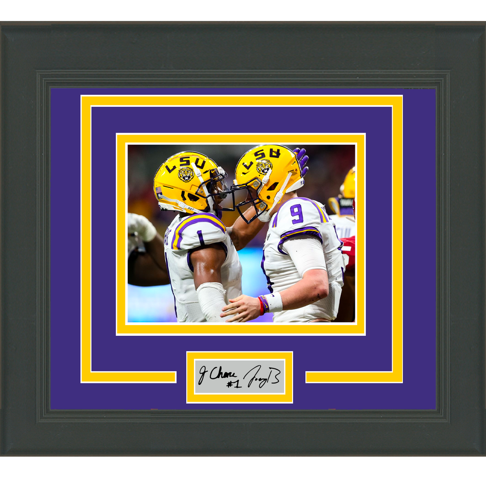 Framed Joe Burrow Ja'Marr Chase Dual Facsimile Laser Engraved Signature Auto LSU Tigers 11x14 College Football Photo (ONLINE ORDER ONLY)