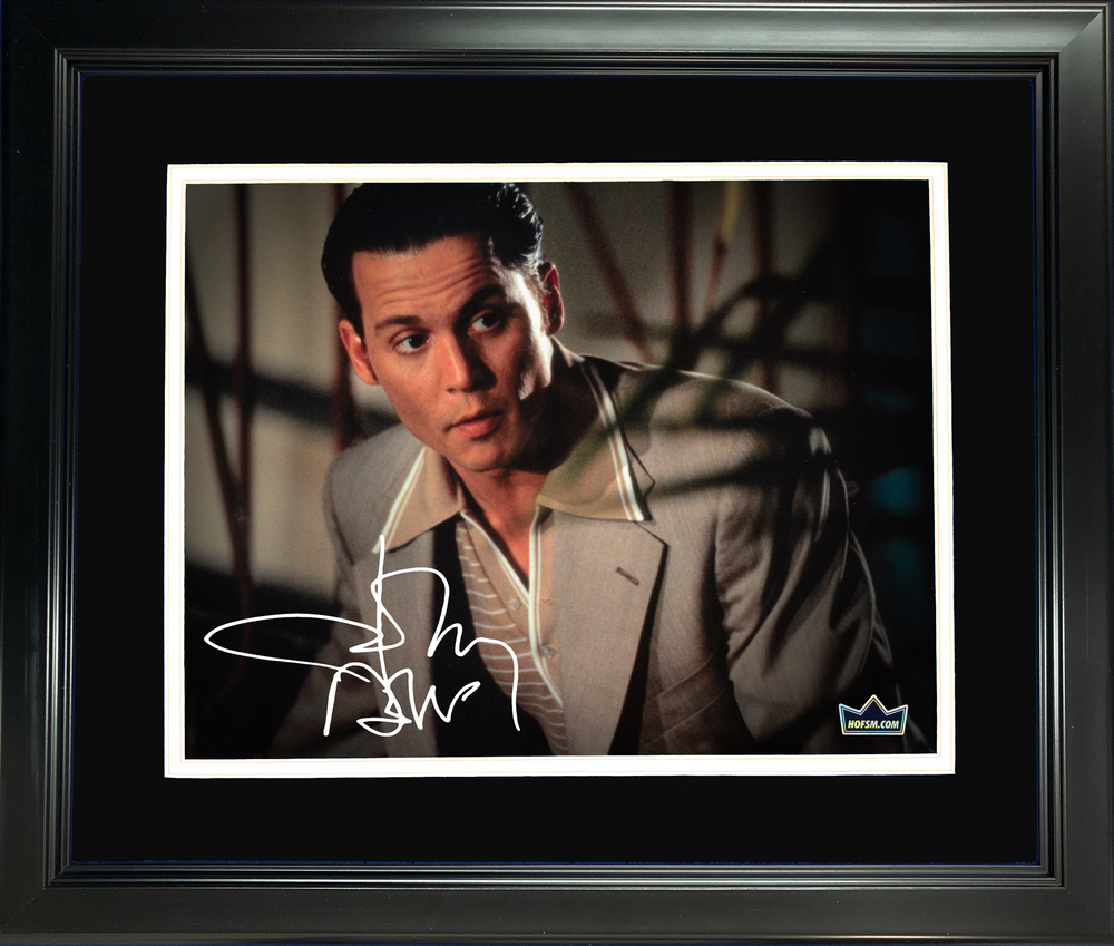 Framed Johnny Depp Donnie Brasco Facsimile Laser Engraved Signature Auto 11"x14" Movie Photo HOFSM Holo (ONLINE ORDER ONLY)