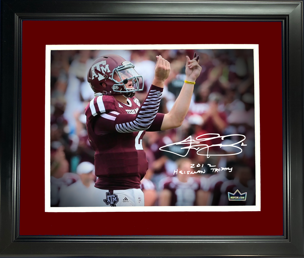 Framed Johnny Manziel  2012 Heisman Trophy  Facsimile Laser Engraved Signature Auto Texas A&M Aggies 11"x14" College Football Photo HOFSM Holo (ONLINE ORDER ONLY)