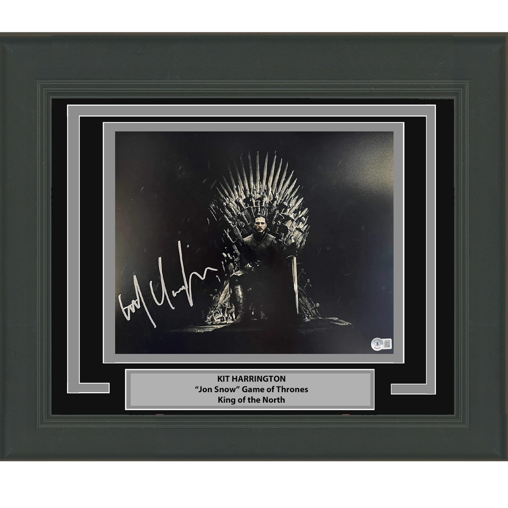 Framed Autographed/Signed Kit Harington Jon Snow Game of Thrones Iron Throne 11x14 Photo Beckett BAS COA #1
