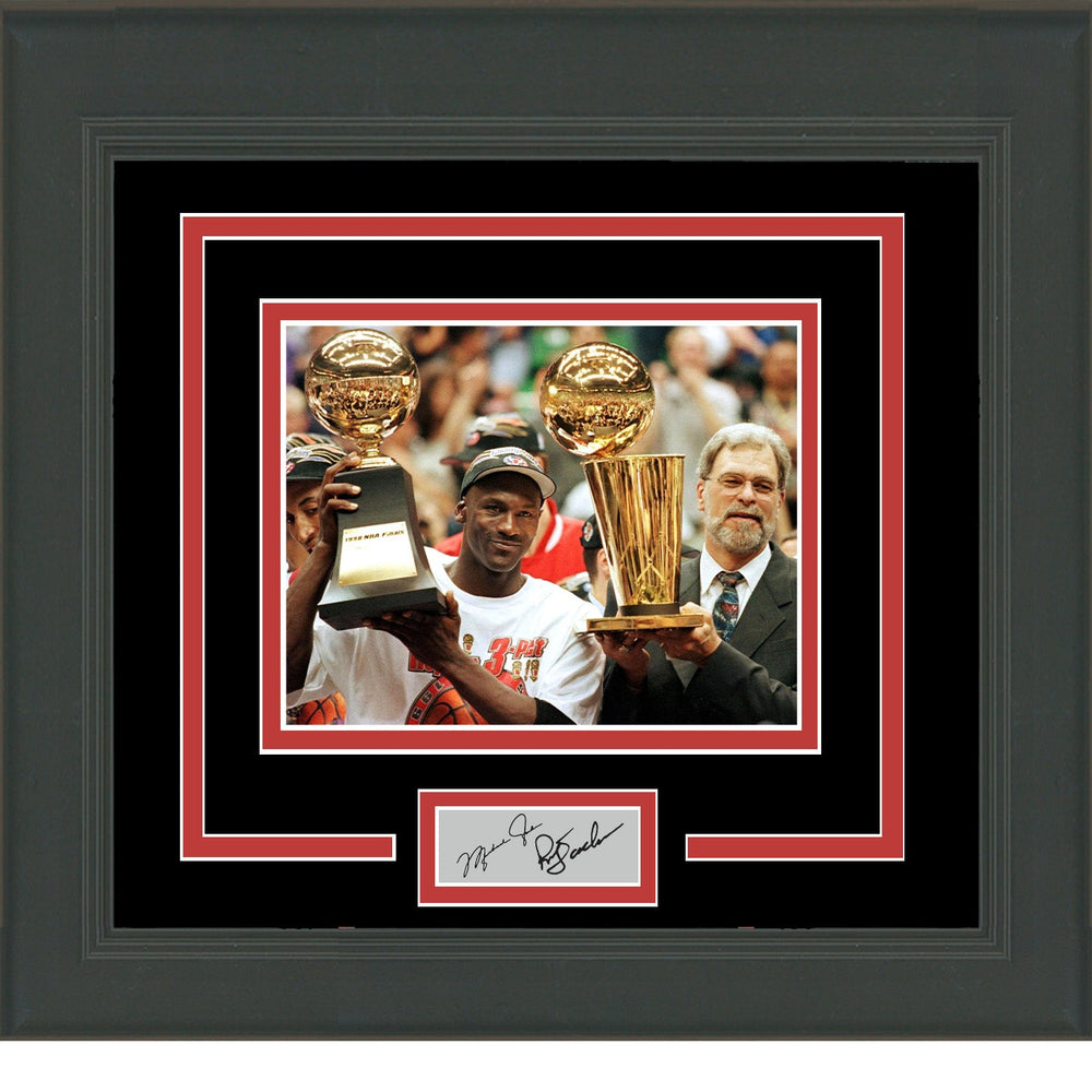 Framed Michael Jordan and Phil Jackson Facsimile Laser Engraved Signature Auto Chicago Bulls 11x14 Basketball Photo (ONLINE ORDER ONLY)