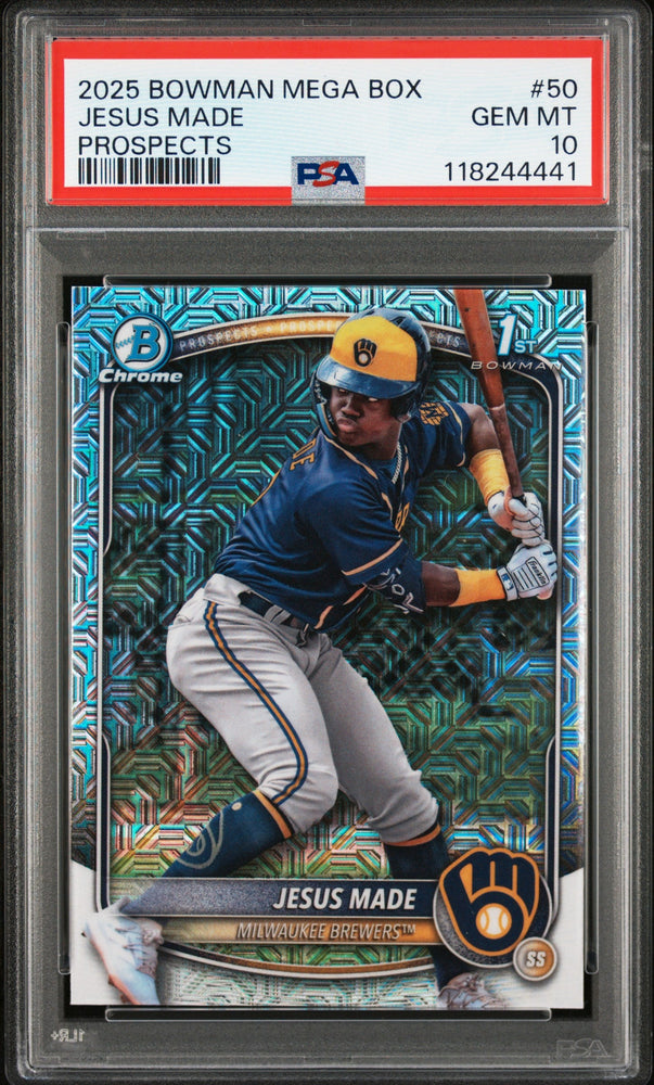 Graded 2025 Topps Bowman Mega Box Jesus Made #50 Prospects Rookie RC Baseball Card PSA 10 Gem Mint (ONLINE ORDER ONLY)