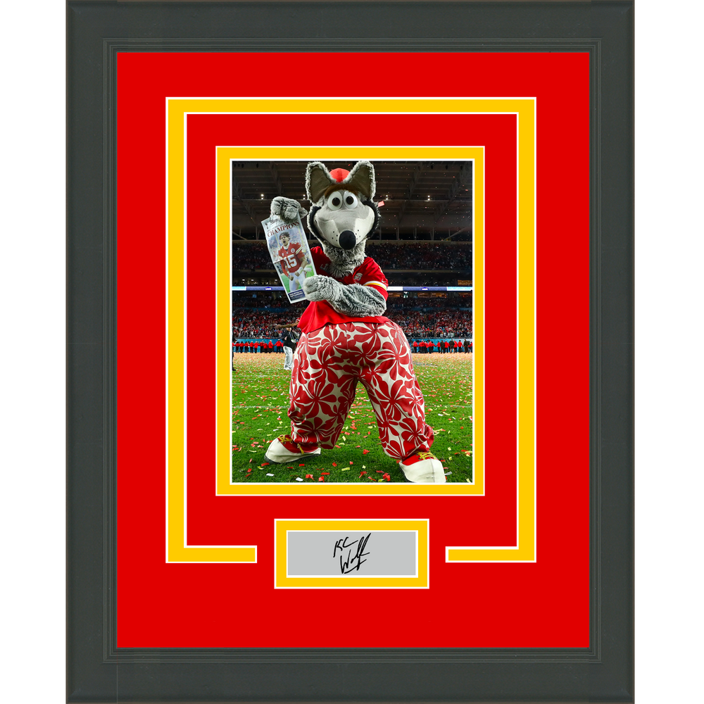 Framed K.C. Wolf Facsimile Laser Engraved Signature Auto Kansas City Chiefs 11x14 Football Photo (ONLINE ORDER ONLY)