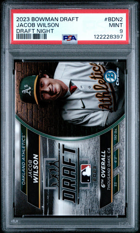 Graded 2023 Topps Bowman Draft Jacob Wilson #BDN2 Draft Night Rookie RC Baseball Card PSA 9 Mint (ONLINE ORDER ONLY)