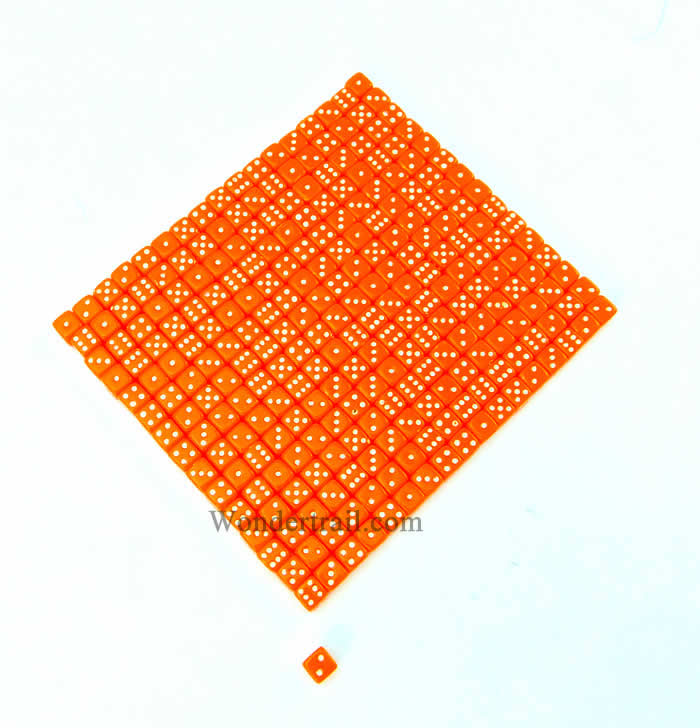 KOP00645 Orange Opaque Dice White Pips D6 5mm (13/64in) Pack of 250 (ONLINE ORDER ONLY)