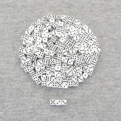 KOP00650 White Opaque Dice with Black Pips D6 5mm (13/64in) Pack of 250 (ONLINE ORDER ONLY)