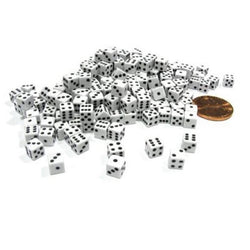 KOP00650 White Opaque Dice with Black Pips D6 5mm (13/64in) Pack of 250 (ONLINE ORDER ONLY)