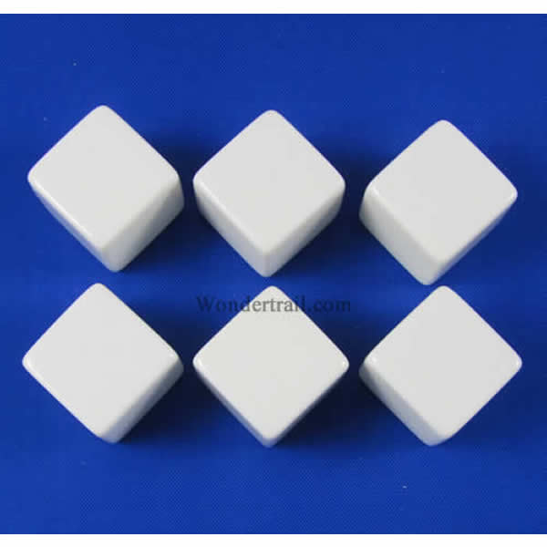 KOP02033 White Blank Opaque Dice D6 16mm (5/8in) Pack of 6 (ONLINE ORDER ONLY)