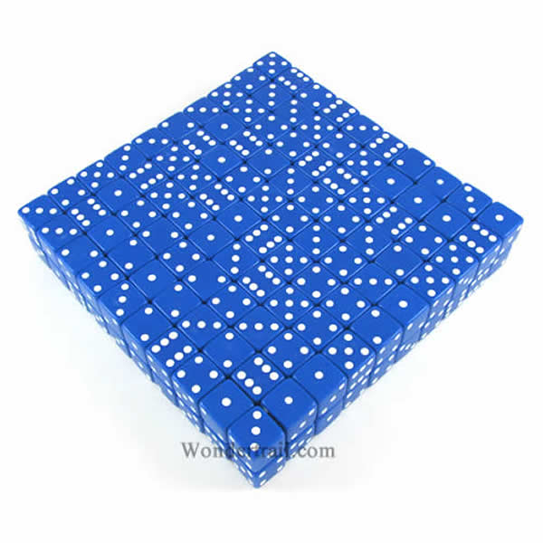 KOP02097 Blue Opaque Dice with White Pips D6 19mm Bulk Pack of 200 (ONLINE ORDER ONLY)