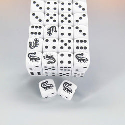 KOP04953 Skunk Dice Opaque White with Black Pips 16mm (5/8in) Bulk Pack of 50 Koplow Games (ONLINE ORDER ONLY)