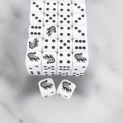 KOP04953 Skunk Dice Opaque White with Black Pips 16mm (5/8in) Bulk Pack of 50 Koplow Games (ONLINE ORDER ONLY)