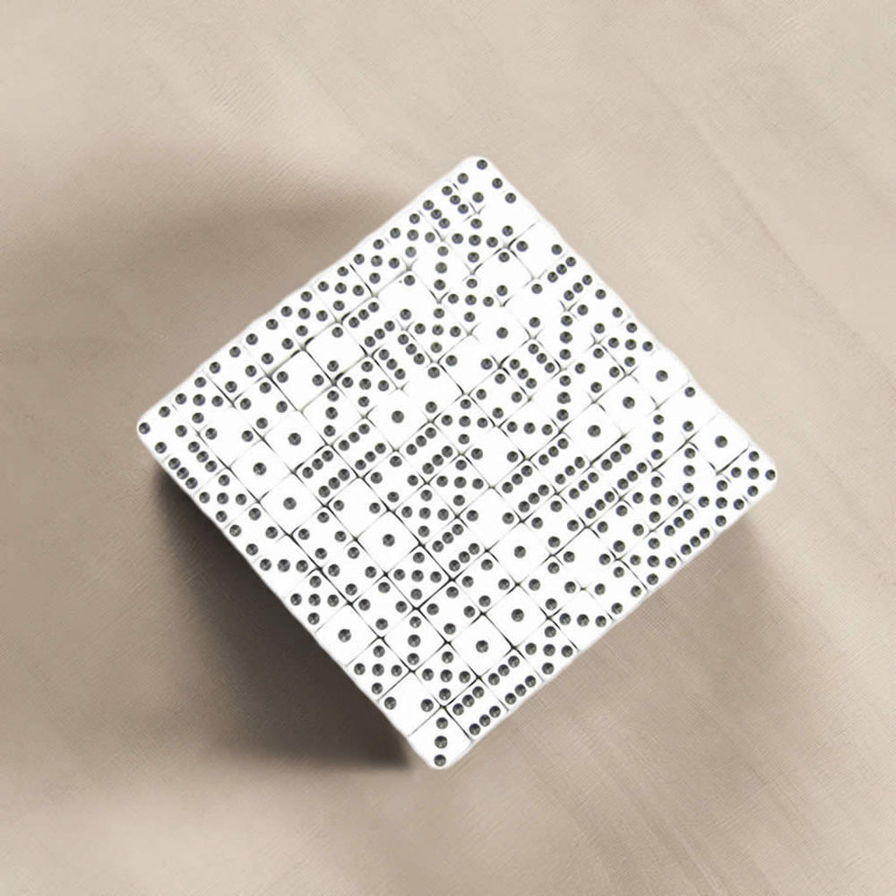 KOP07289 White Opaque Dice Black Pips D6 8mm (5/16in) Bulk Pack of 200 (ONLINE ORDER ONLY)