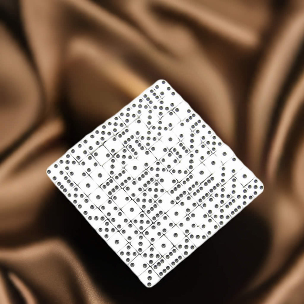 KOP07289 White Opaque Dice Black Pips D6 8mm (5/16in) Bulk Pack of 200 (ONLINE ORDER ONLY)