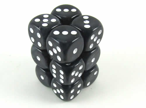 KOP08578 Gray Marbleized Deluxe Dice White Pips D6 16mm Pack of 12 (ONLINE ORDER ONLY)