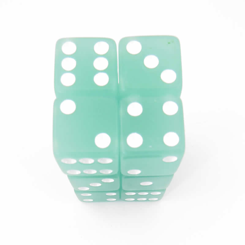 KOP08609 Lime Glow in the Dark Dice White Pips D6 16mm Pack of 12 (ONLINE ORDER ONLY)