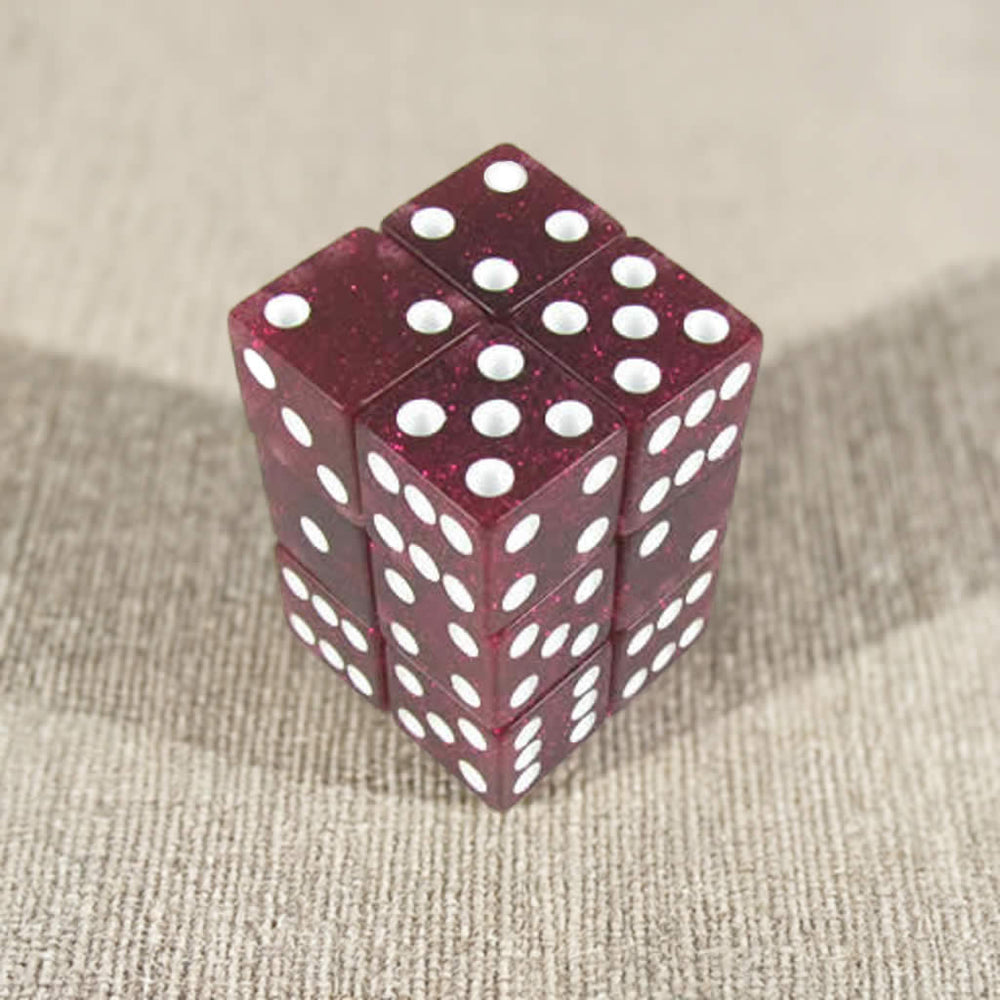 KOP08617 Purple Glitter Dice with White Pips D6 16mm (5/8in) Pack of 12 (ONLINE ORDER ONLY)