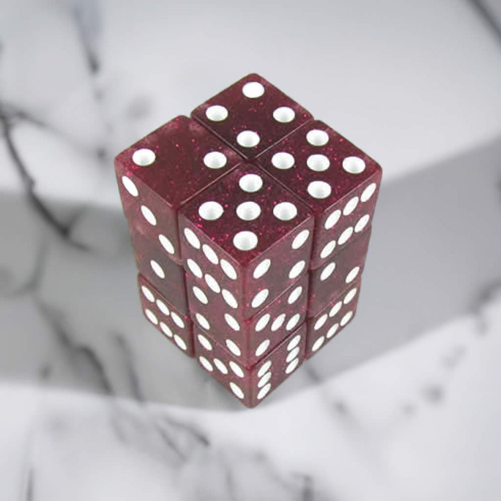 KOP08617 Purple Glitter Dice with White Pips D6 16mm (5/8in) Pack of 12 (ONLINE ORDER ONLY)