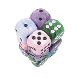 KOP08750 Assorted Swirl Deluxe Dice Pips D6 16mm (5/8in) Pack of 12 (ONLINE ORDER ONLY)