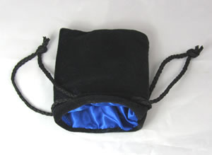 KOP09912 Black Velvet with Blue Lining Small Dice Bag Koplow Games (ONLINE ORDER ONLY)