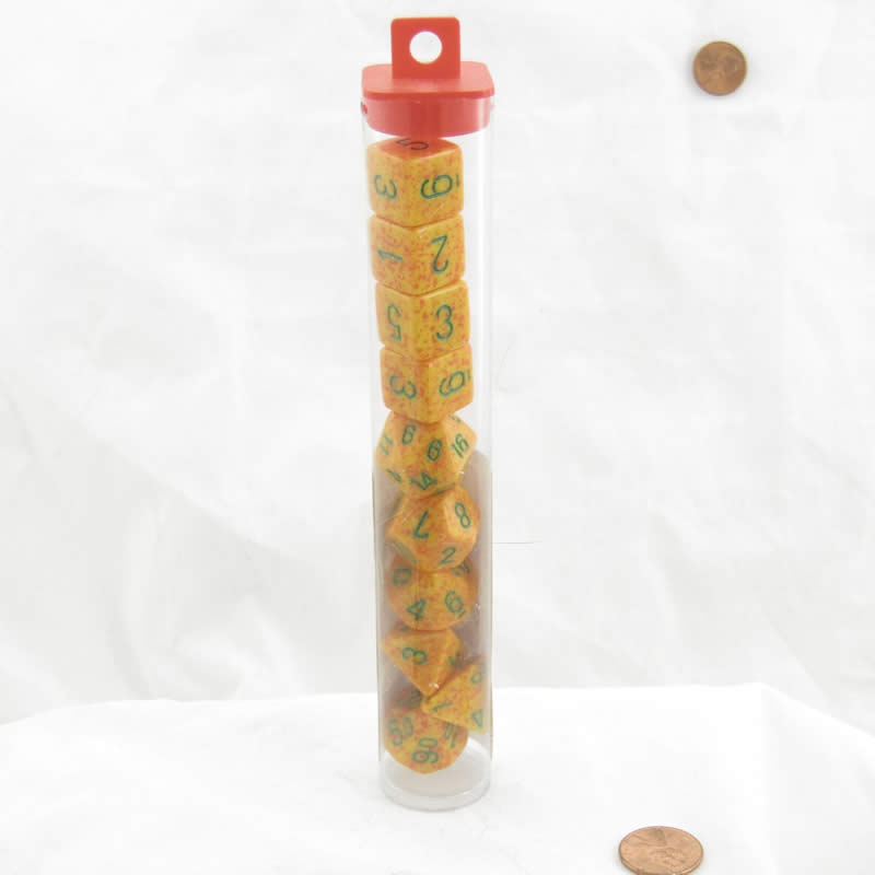 KOP09999 Lotus Elemental Dice with Green Numbers 16mm (5/8in) Set of 10 (ONLINE ORDER ONLY)