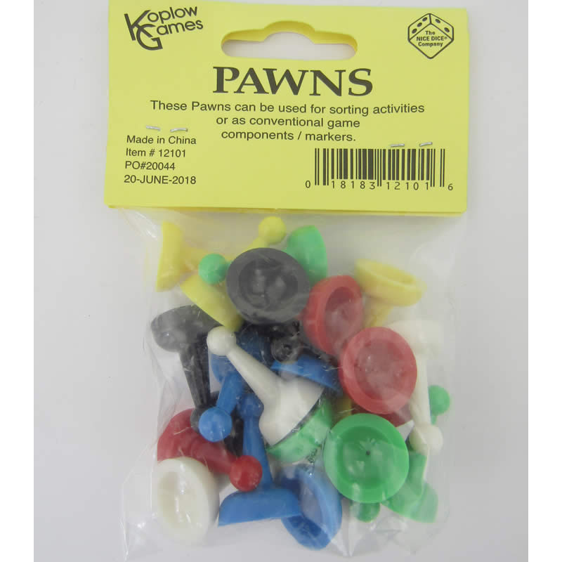 KOP12101 Gaming Pawns 1in Tall (Assorted Colors) Koplow Games (ONLINE ORDER ONLY)