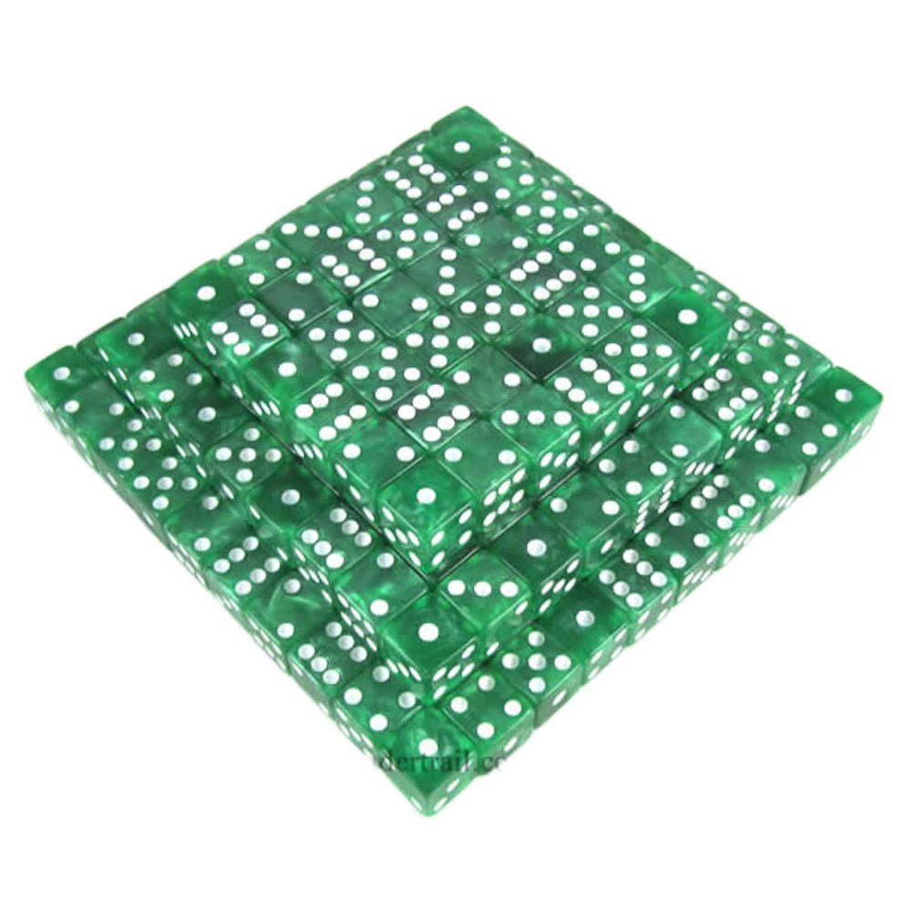 KOP12185 Green Marbilized Dice White Pips D6 16mm Bulk Pack of 200 (ONLINE ORDER ONLY)