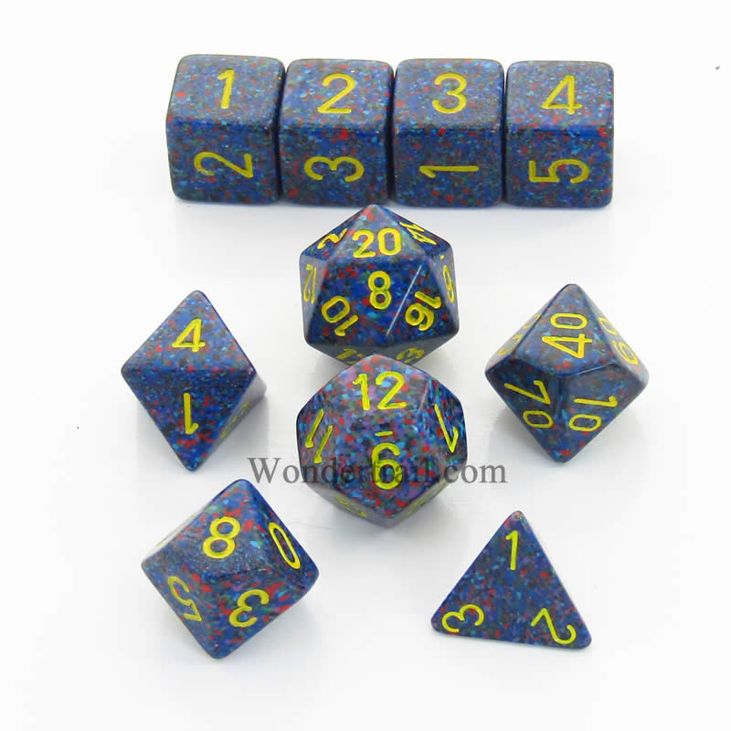 KOP13136 Twilight Elemental Dice with Yellow Numbers Set of 10 Dice (ONLINE ORDER ONLY)