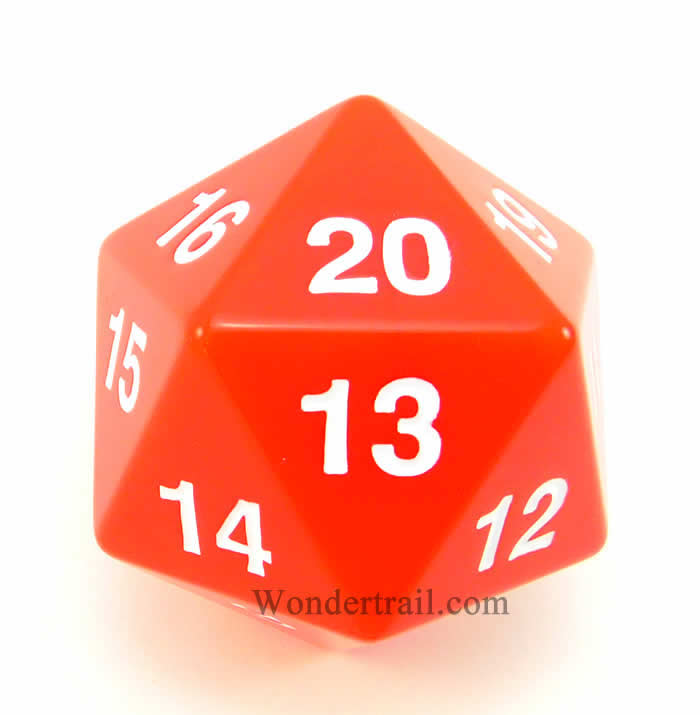 KOP14800 Red Countdown Die White Numbers D20 55mm (2.17in) Pack of 1 (ONLINE ORDER ONLY)