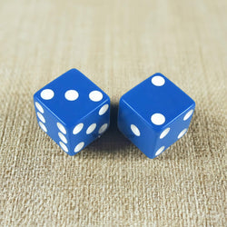 KOP17971 Blue Opaque Dice with White Pips D6 25mm (1in) Pack of 2 (ONLINE ORDER ONLY)