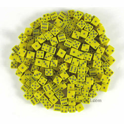 KOP18106 Yellow Opaque D6 Dice Black Pips 5mm Pack of 200 (ONLINE ORDER ONLY)