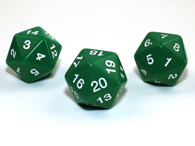 Countdown 30mm d20 Green/White Spindown d20 Large (sold per die) (Online Only)