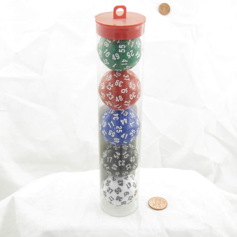 KOP18520 D60 5 Assorted Colors With Numbers 35mm (1.37in) Set of 5 Dice Koplow Games (ONLINE ORDER ONLY)