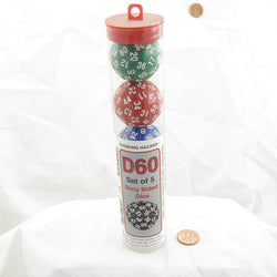 KOP18520 D60 5 Assorted Colors With Numbers 35mm (1.37in) Set of 5 Dice Koplow Games (ONLINE ORDER ONLY)