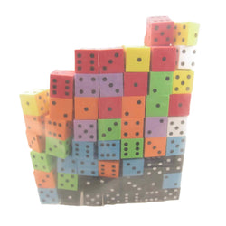 KOP18926 Assorted Opaque Foam Dice with Dots D6 25mm (1in) Bulk Pack of 100 Dice (ONLINE ORDER ONLY)