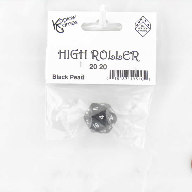 KOP19510 Black High Roller 2020 Die White Numbers D20 16mm Pack of 1 Die (ONLINE ORDER ONLY)