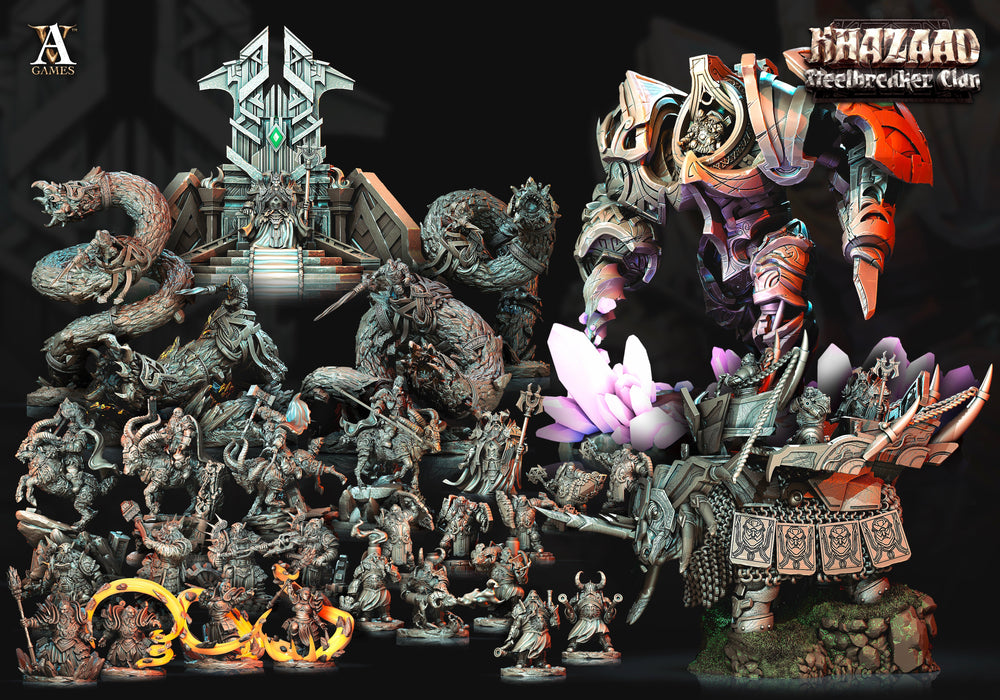 3D Printed Archvillain Games Khazaad - Steelbreaker Clan War Bjargan 28 32mm D&D (Online Only)