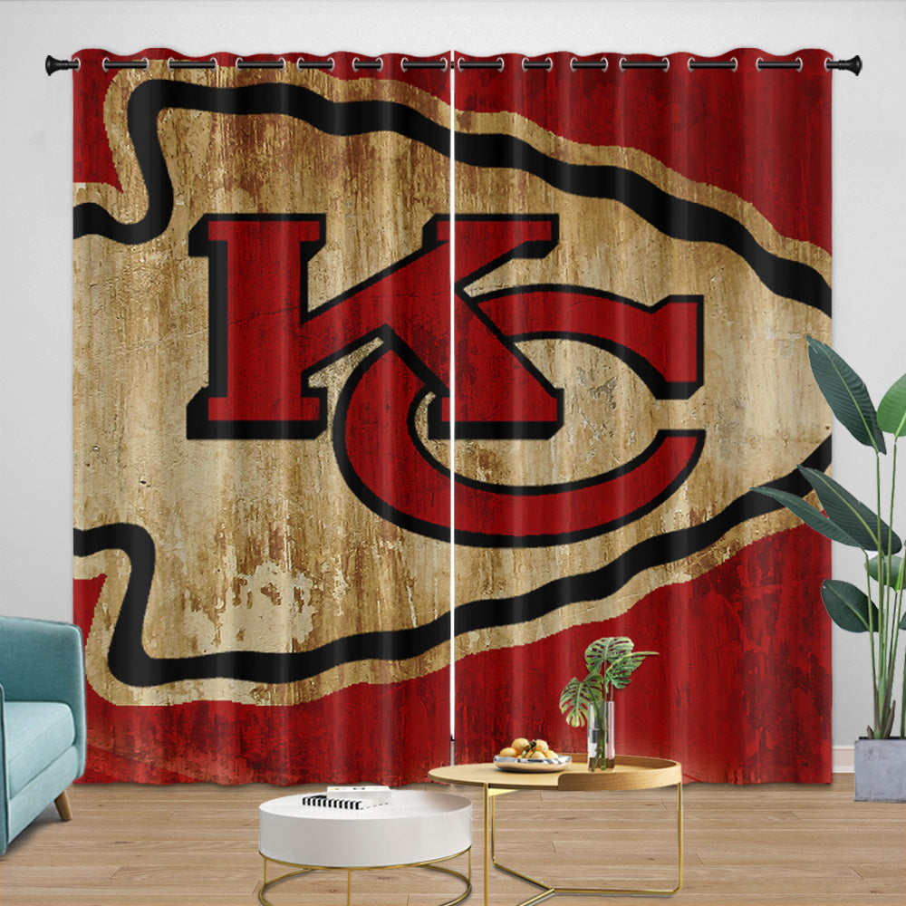 Kansas City Chiefs Curtains Blackout Window Drapes Room Decoration (Online Order Only)