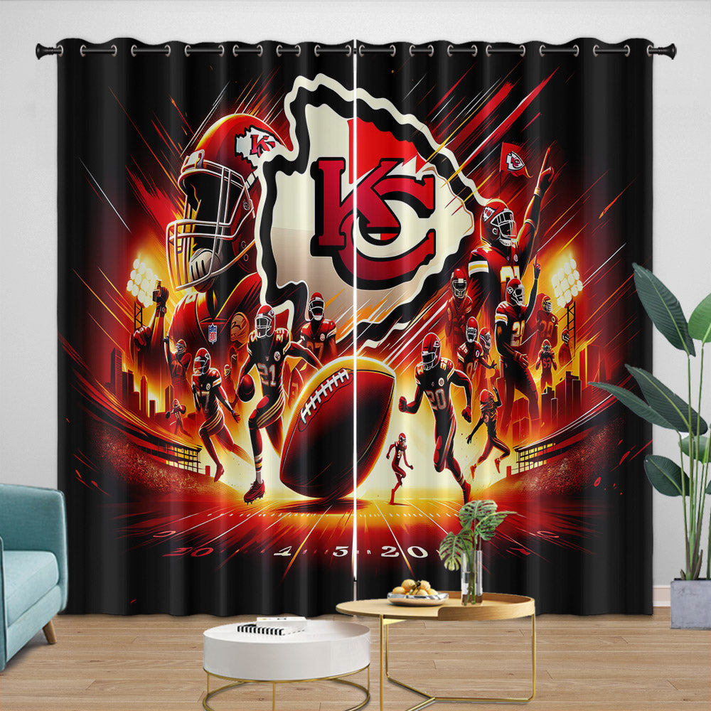 Kansas City Chiefs Curtains Blackout Window Drapes Room Decoration (Online Order Only)
