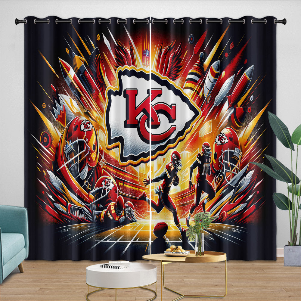 Kansas City Chiefs Curtains Blackout Window Drapes Room Decoration (Online Order Only)