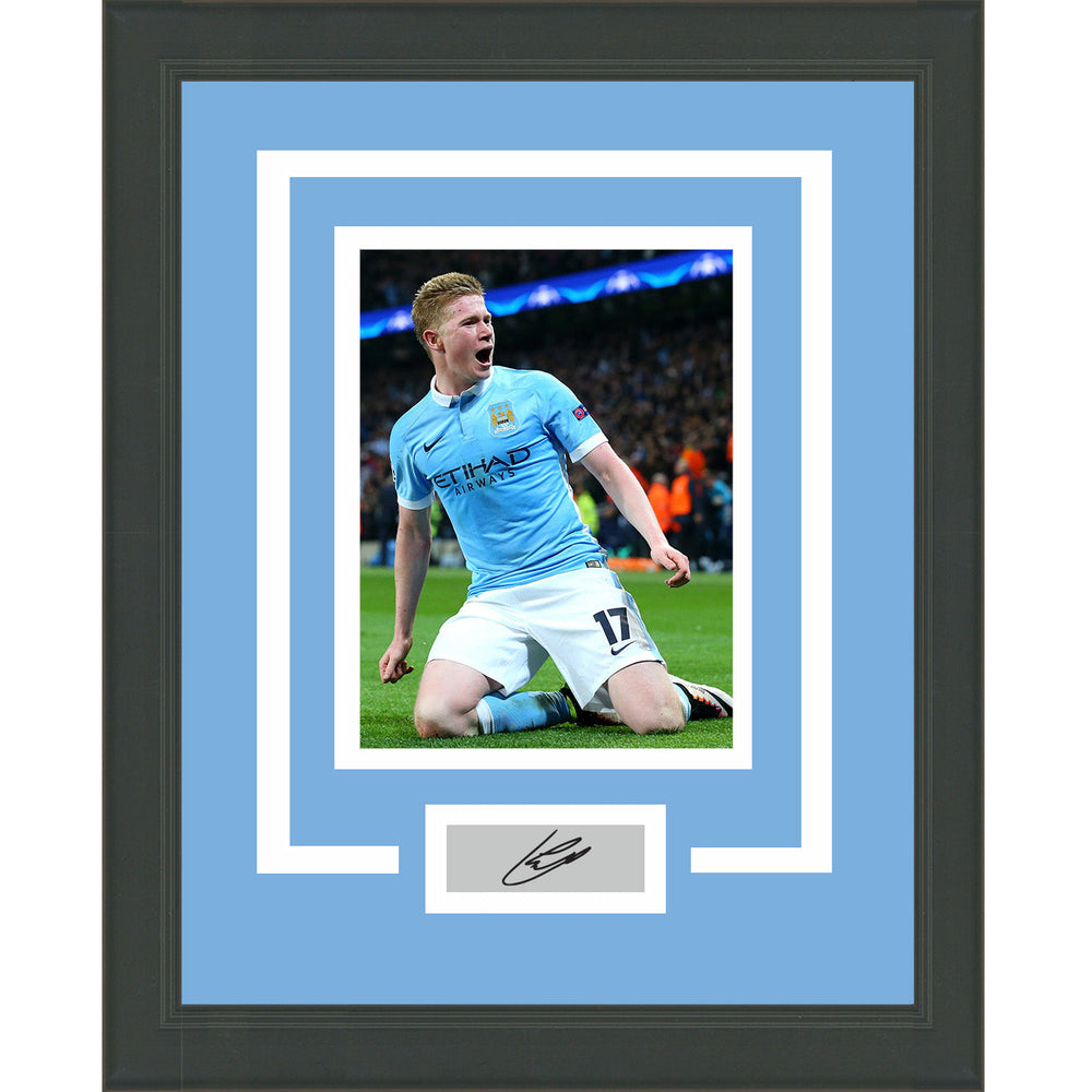 Framed Kevin De Bruyne Facsimile Laser Engraved Signature Auto Manchester City 11x14 Soccer Futbol Photo (ONLINE ORDER ONLY)