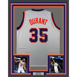 Framed Facsimile Autographed Kevin Durant 35x39 Phoenix White Reprint Laser Auto Basketball Jersey (ONLINE ORDER ONLY)