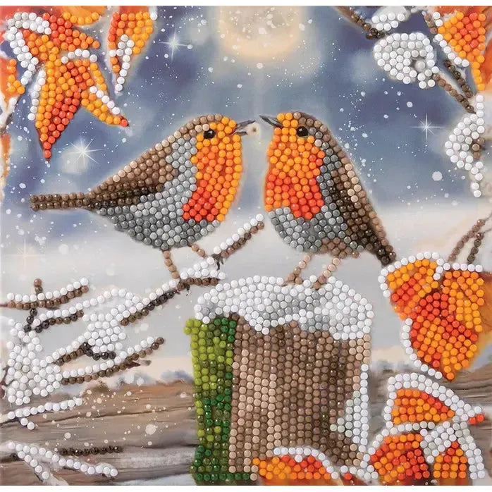 Kissing Robins Crystal Art Card Kit Craft Buddy (ONLINE ORDER ONLY)